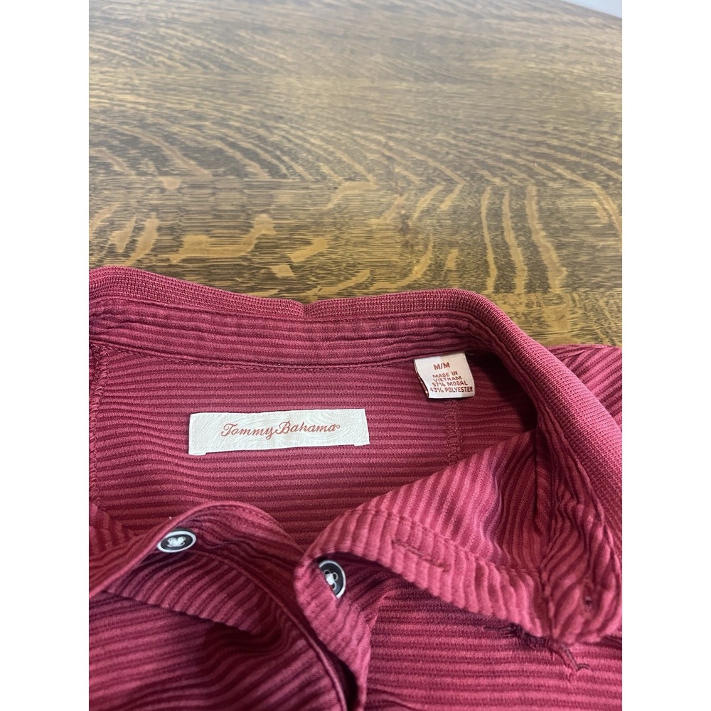 Tommy Bahama Mens Medium Burgundy Polo Shirt Embroidered Marlin